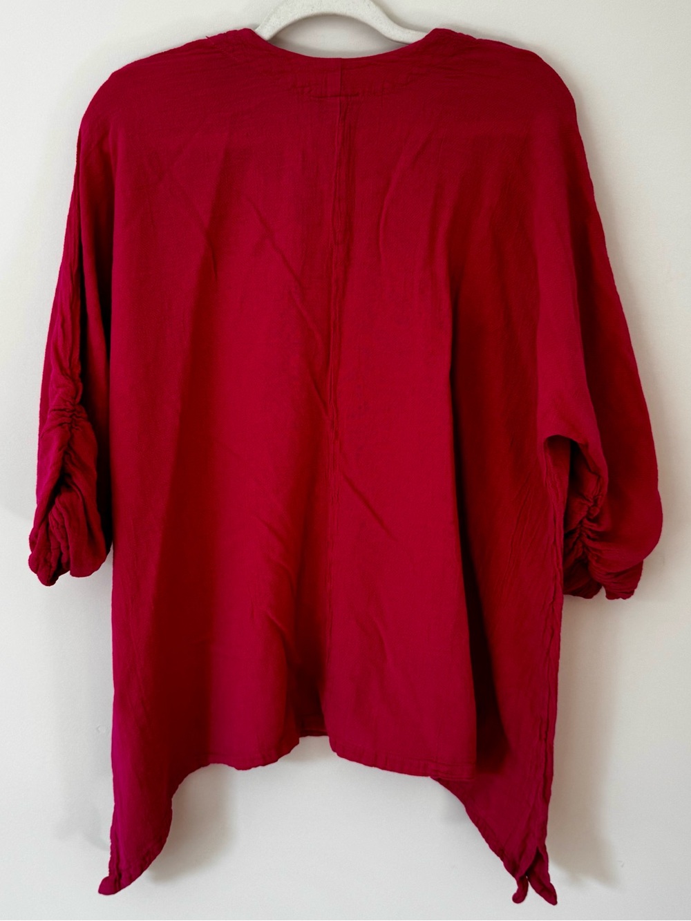 Oh My Gauze! Ruched 3/4 Sleeve Scoop Neck Tunic, Pink – Size 3 (XL / XXL) - Picture 6 of 7